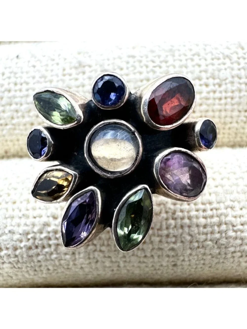 Nicky Butler Multi Gemstone Ring Sterling Silver Size 7